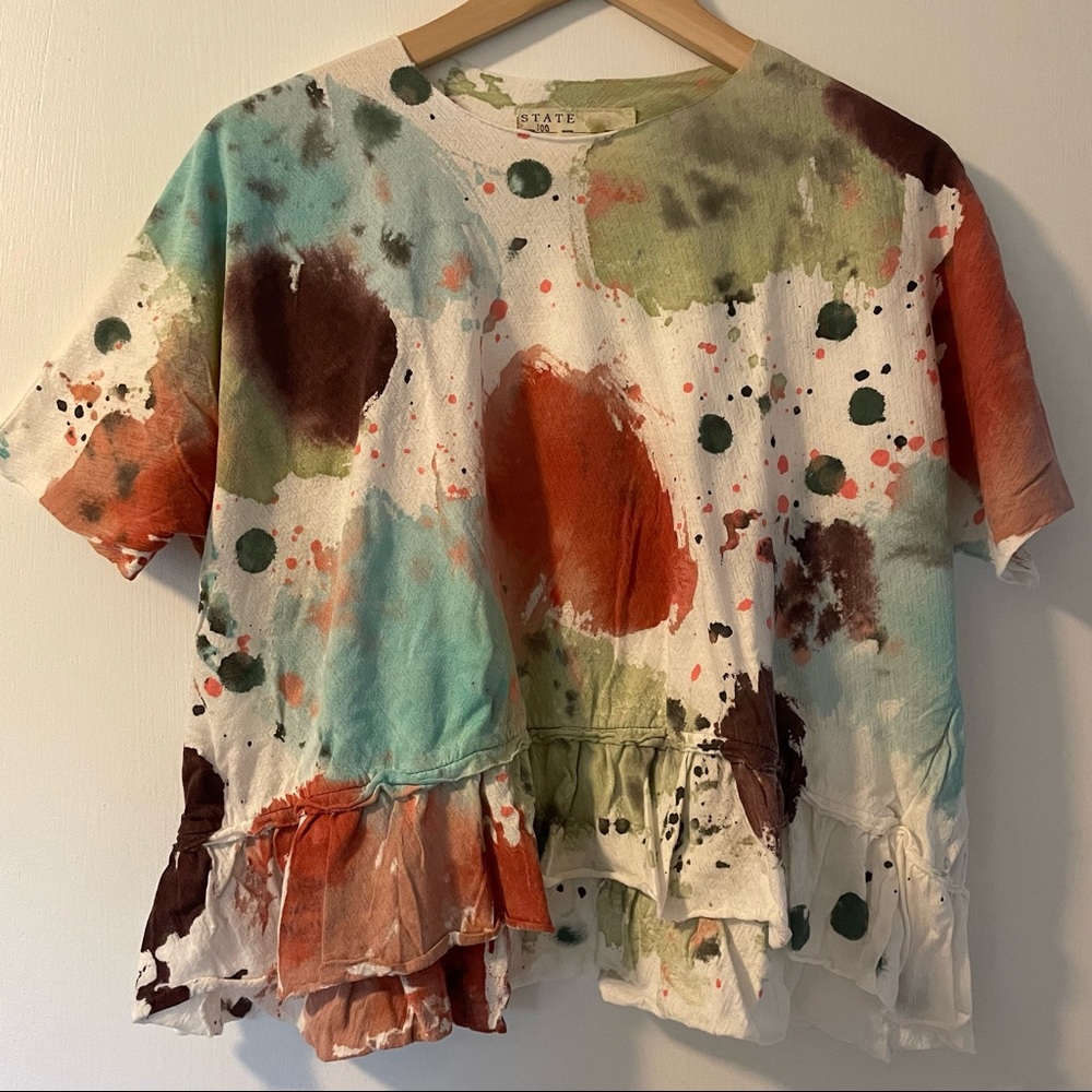 State the Label hand painted ruffle top